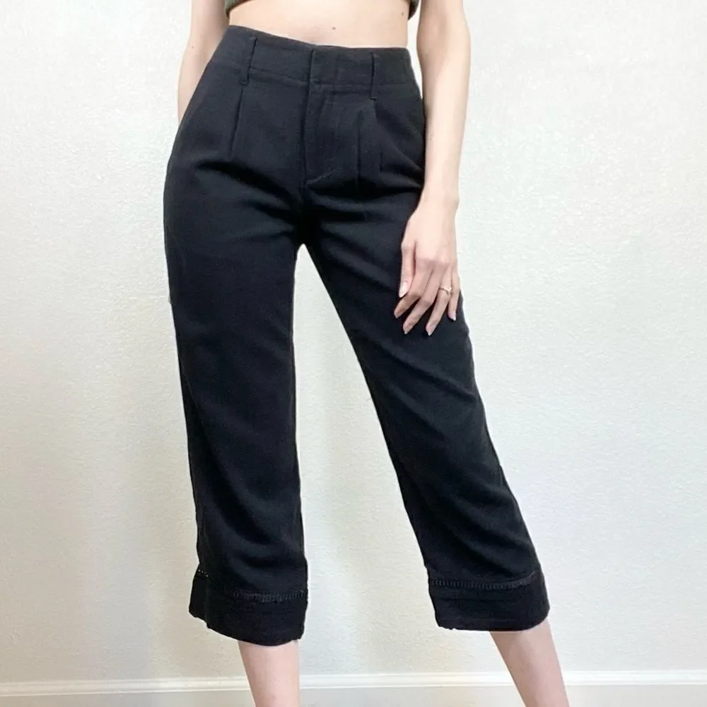 Club Monaco Black Cropped Trouser Pants